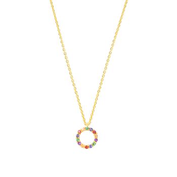Preview: Halskette bunter Mittsommerkranz Gold Preview: Die zauberhaft sommerliche Halskette von Krinaki Jewelry mit farbenfrohen Mittsommerkranz aus bunt-funkelnden Edelsteinen wartet schon auf Dich! Jetzt im Perlenmarkt OnlineShop entdecken!