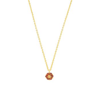 Preview: Halskette Blume Granat Gold Preview: Die wunderschöne, goldene Halskette von Krinaki Jewelry mit hinreißender, dunkelroter Blüte aus funkelndem Granat wartet schon im Perlenmarkt OnlineShop auf Dich! Jetzt entdecken!